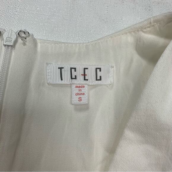 TCEC women's small white dress cutout tiered mini bridal shower fun summer beach - Picture 3 of 11